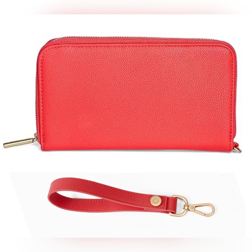 All About the Benjamins Wallet & Matching Wristlet (Coral Red Smooth Pebble)